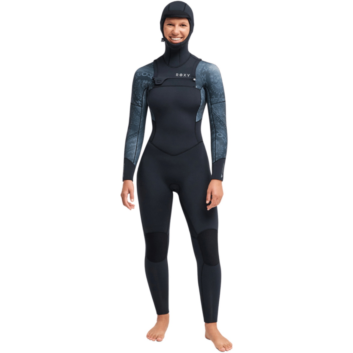 2026 Roxy Womens Swell Natural 5/4mm Chest Zip Hooded Wetsuit 26BW203503 - Bandana